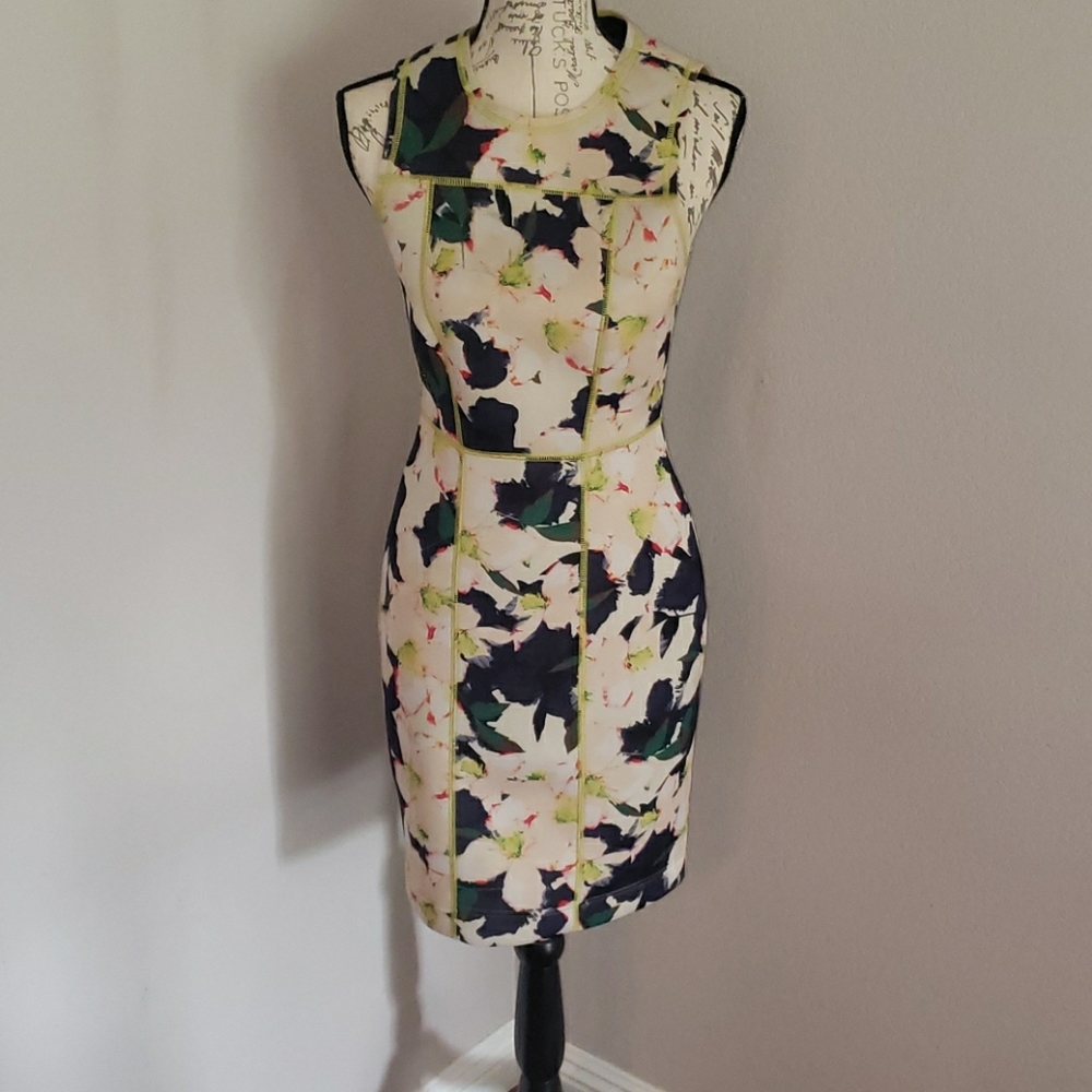 Vibrant yellow and floral J Crew dress size 2